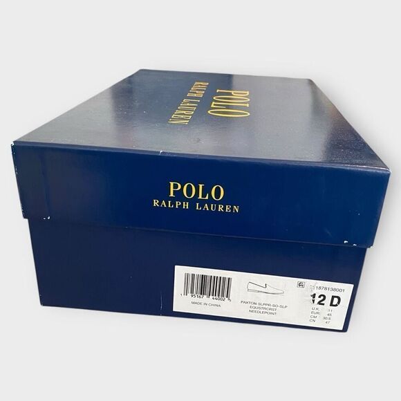 Polo Ralph Lauren Paxton Equestrian Needlepoint Slipper Loafer Mens size 12 New - Picture 11 of 12